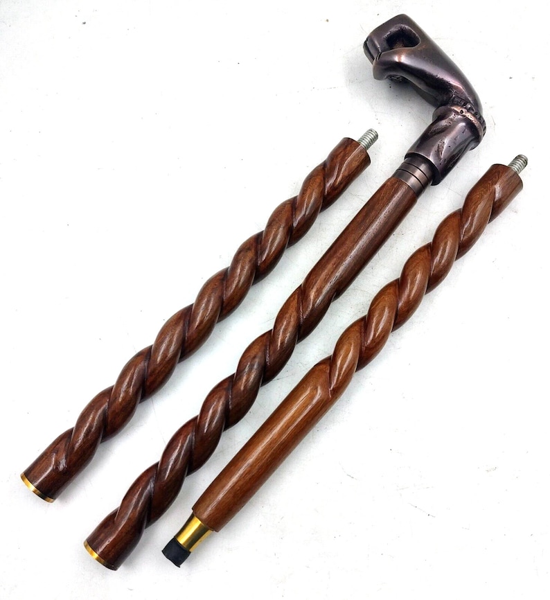Wooden Walking Cane for Women and Men | Punch Style Antique Handle Walking Stick