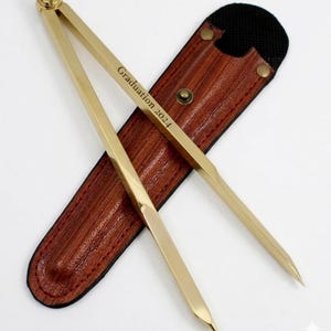 Compases de navegación de latón personalizados, herramienta de dibujo de 8 pulgadas con estuche de cuero.