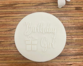 Birthday Boy or Girl with Present Stamp Embosser for Cookies Biscuits Fondant for Baking and Decorating with Icing Designed in Ireland