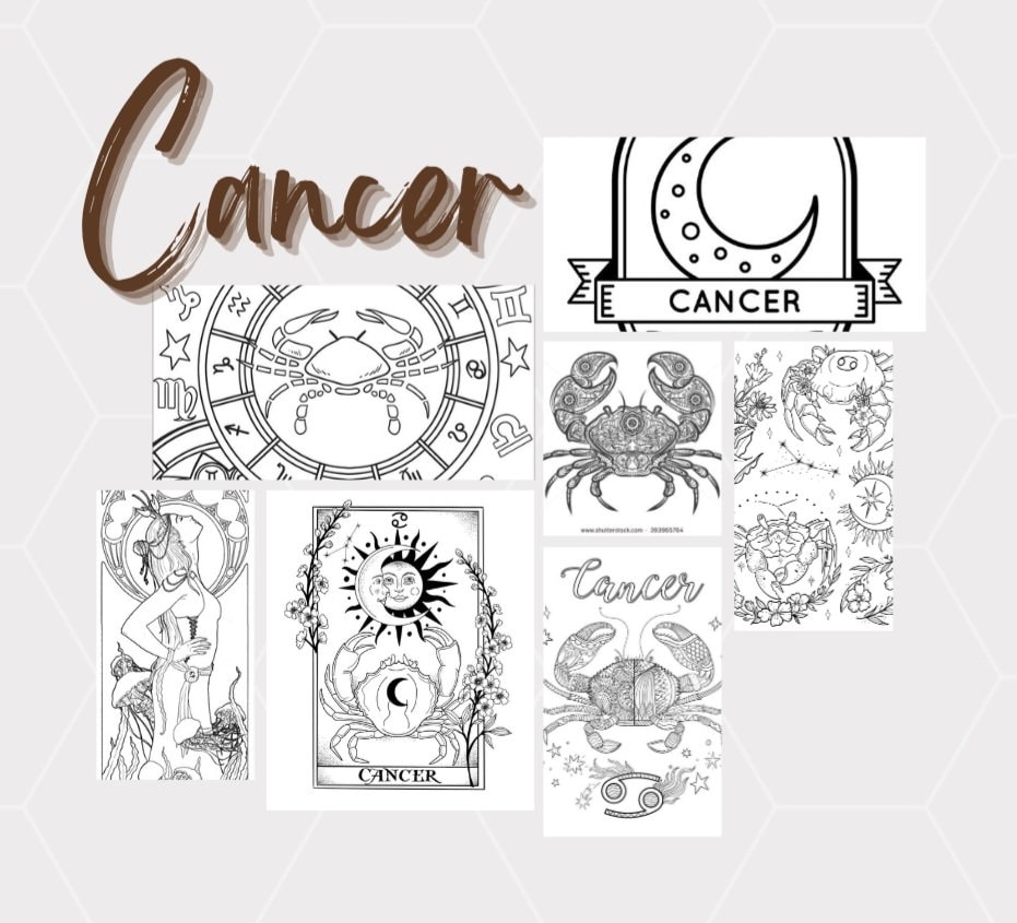 10 Cancer Colouring Pages Zodiac Colouring for Relaxation - Etsy