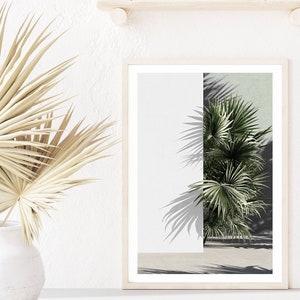 White Building Palm Trees Wall Art Print Coastal Palms Art Print White Architectural Artwork Palm Springs California  Photographic Artwork