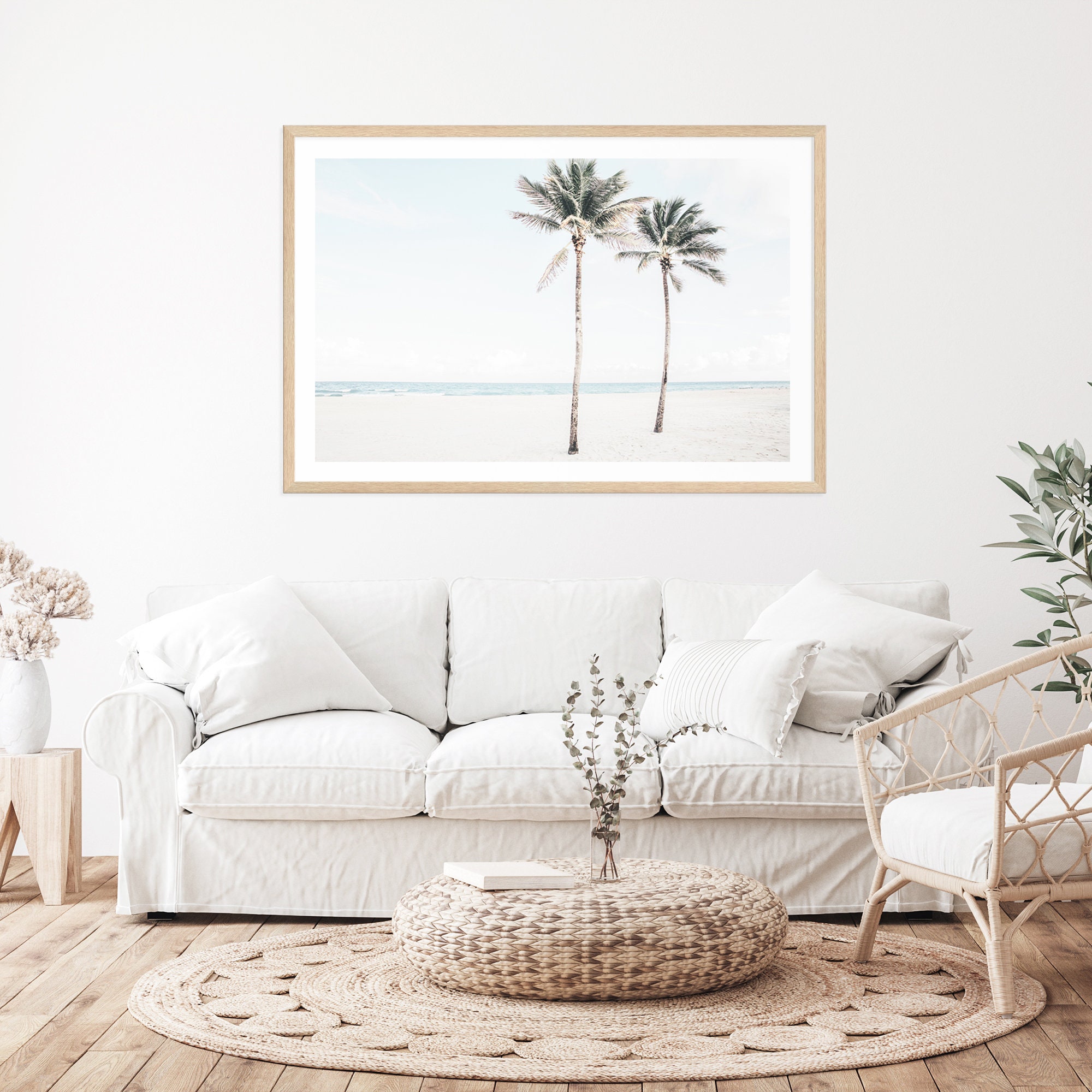 Coastal Palm Trees Wall Art Print Hamptons Inspired Coastal Etsy UK