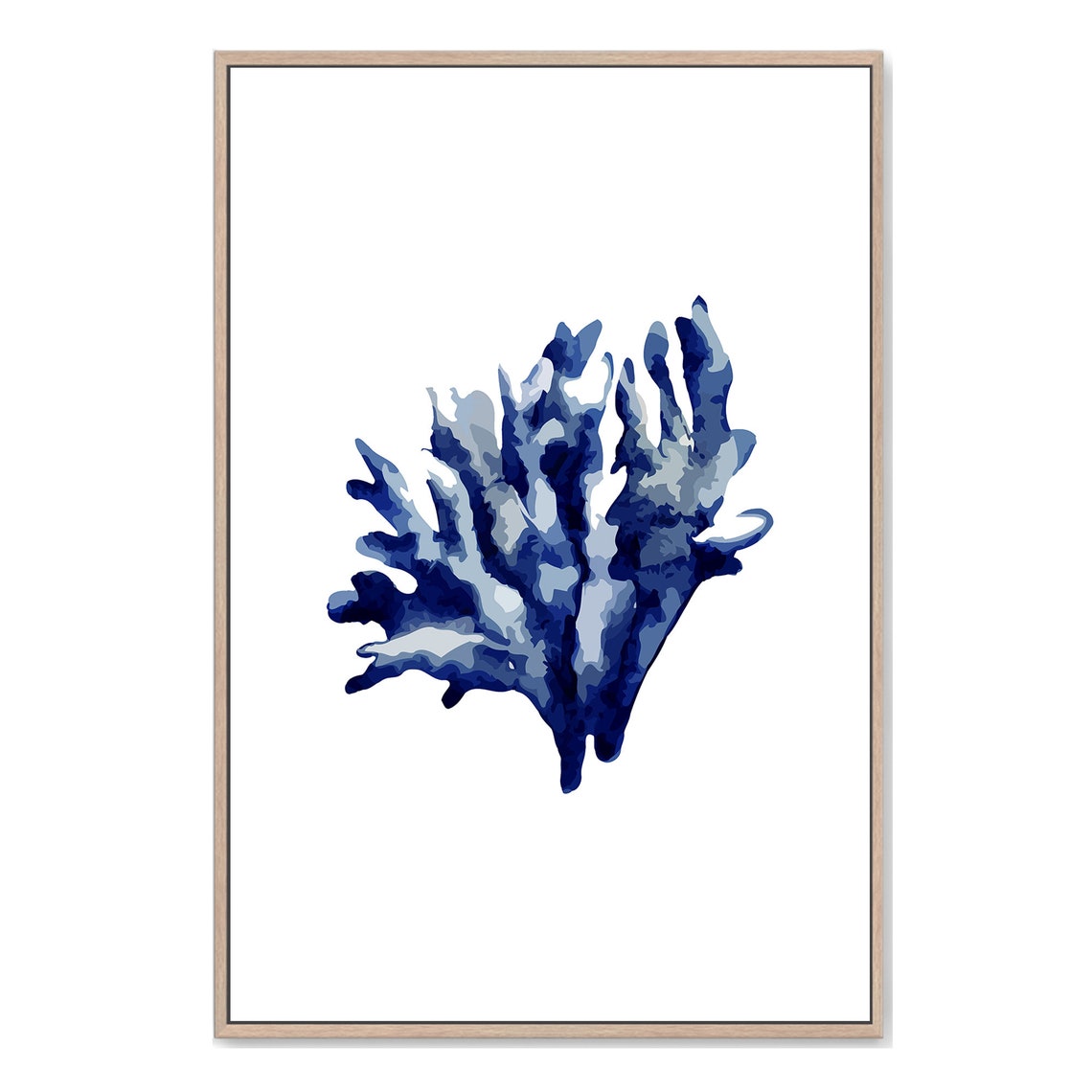 Navy Blue Coral Wall Art Print Hamptons Inspired Coastal Art Etsy