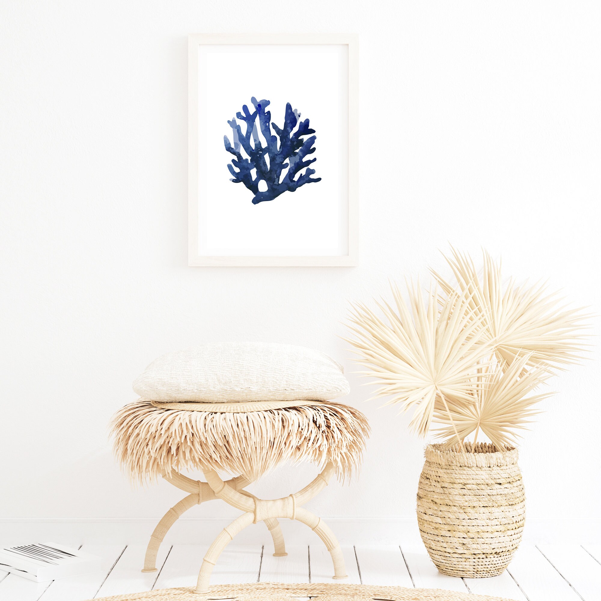 Marine blau Koralle Wand Kunstdruck Hamptons inspiriert Küsten | Etsy