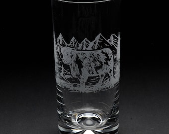 Highland Cow Highball Glass | Etched Engraved Glassware | Highland Cow Home & Bar Decor