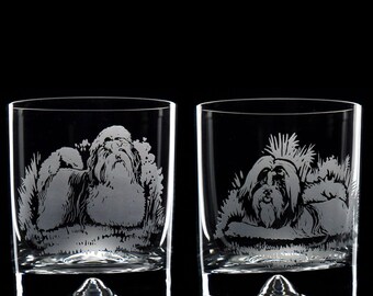 Shih Tzu Dog Whisky Tumbler Glass | Etched Engraved Glassware | Shih Tzu Dog Home & Bar Decor