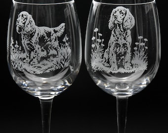 Cocker-spaniël hond kristal wijnglas | Geëtst gegraveerd glaswerk | Cocker-spaniël, huis- en bardecoratie