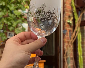 Playful Cats Crystal Wine Glass | Etched Engraved Glassware | Cats Home & Bar Decor