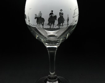 Wild West Gin Cocktail Glass | Etched Engraved Glassware | Wild West Home & Bar Decor
