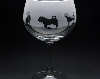 Shar Pei Dog Gin Cocktail Glass | Etched Engraved Glassware | Shar Pei Dog Home & Bar Decor