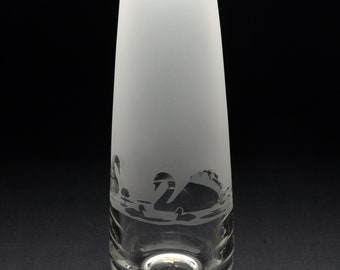 Swan | Glass Vase 15cm | Engraved | Gift | Present