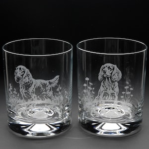Vaso de whisky con diseño de perro Cocker Spaniel / Cristalería grabada / Decoración para el hogar y bar con diseño de perro Cocker Spaniel