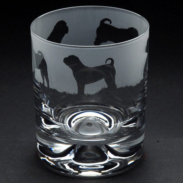 Shar Pei | Dog Whisky Tumbler Glass | Engraved | Gift - Present