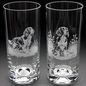 Springer Spaniel Dog Highball Glass | Etched Engraved Glassware | Springer Spaniel Dog Home & Bar Decor