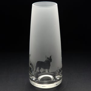 French Bulldog Dog Glass Bud Vase | Etched Engraved Glassware | French Bulldog Dog Home & Bar Decor