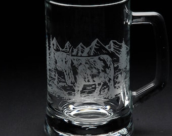 Highland Cow NEW | Tankard Glass | Engraved | Gift | Present