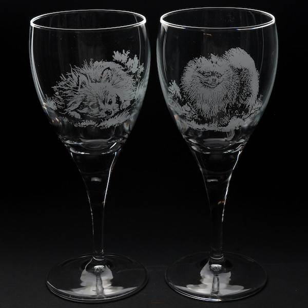 Pomeranian | Dog Crystal Wine Glass | Engraved | Pair or Single