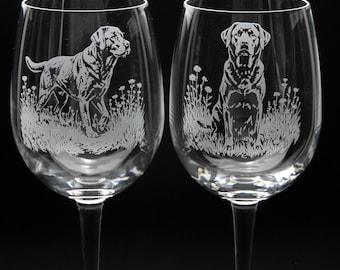 ラブラドール犬用クリスタルワイングラス | エッチング彫刻ガラス製品 | ラブラドール犬用ホーム＆バーデコレーション
