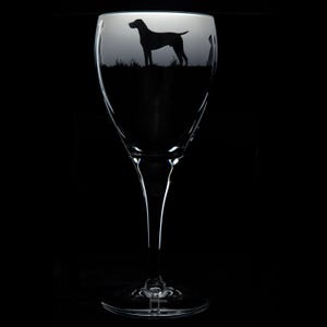 Pointer Dog Crystal Wine Glass 390 ml - Hand Etched/Engraved Pointer Design by Glyptic Glass Art - Unique Gift