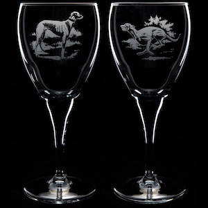 Greyhound Dog Crystal Wine Glass 390 ml - Hand Etched/Engraved Greyhound Design by Glyptic Glass Art - Unique Gift