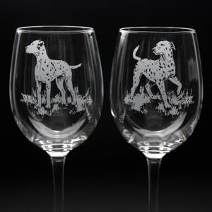 Dalmatian Dog Crystal Wine Glass 390 ml - Hand Etched/Engraved Dalmatian Design by Glyptic Glass Art - Unique Gift