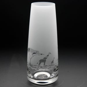 Giraffe Glasvase | Geätzte gravierte Glaswaren | Giraffe Dekor