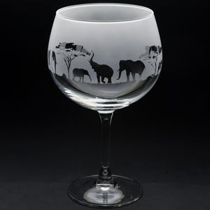 Elephant Gin Cocktail Glass | Etched Engraved Glassware | Elephant Home & Bar Decor