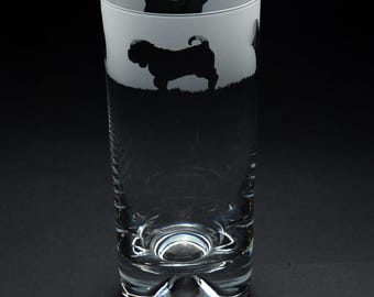 Shar Pei Dog Highball Glass | Etched Engraved Glassware | Shar Pei Dog Home & Bar Decor