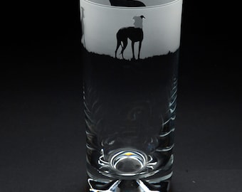 Greyhound Dog Highball Glass | Etched Engraved Glassware | Greyhound Dog Home & Bar Decor
