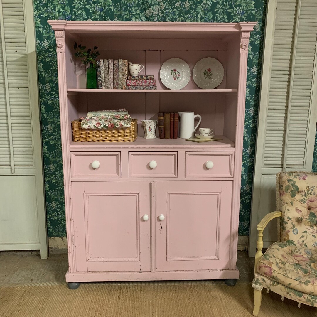 Dusky Pink Chippy Paint Cupboard With Shelves - Etsy UK