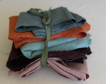 Natural linen remnants, linen scraps bundle, washed colored linen offcuts bundle, linen fabric remnants, linen for quilting, linen swatches