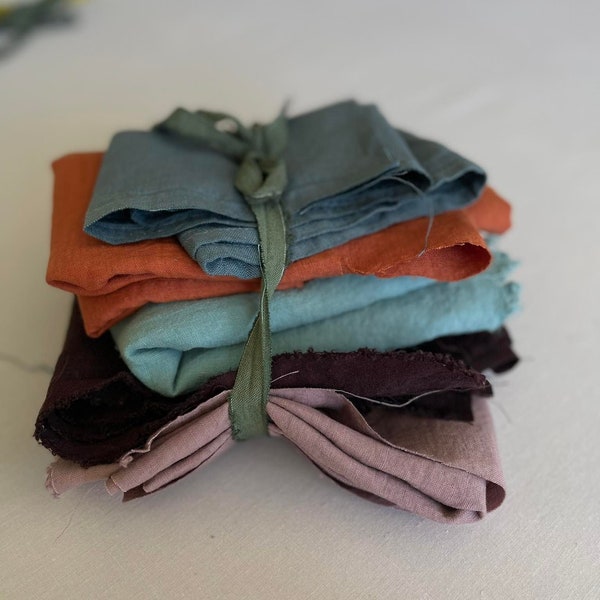 Natural linen remnants, linen scraps bundle, washed colored linen offcuts bundle, linen fabric remnants, linen for quilting, linen swatches