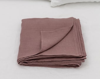 Woodrose linen flat sheet in king, queen, single, twin and other custom sizes, flat linen bed cover, aesthetic organic bedspread