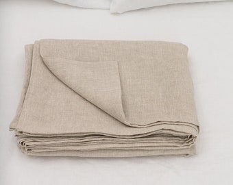 Natural melange linen flat sheet in king, queen & other custom sizes, stone washed soft natural linen bed cover, aesthetic organic bedspread