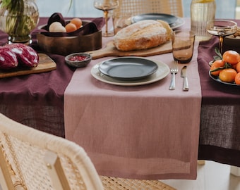 Woodrose Farbe Leinen Tischläufer, Leinen Tischdecke, lange umweltfreundliche Bio Tischläufer, rustikale Hochzeit Dekor, feiner Tisch