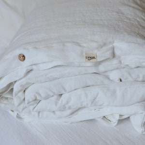 White linen duvet cover with buttons in double, single & custom sizes, pure organic flax linen bed quilt cover, natural comforter cover