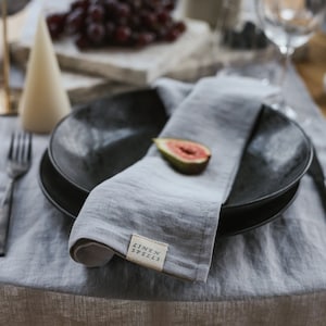 Light grey linen napkin set of 2, organic natural soft linen dinner napkins, table linens, eco friendly square napkins, custom napkins set