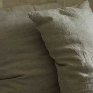 Natural melange organic linen envelope closure pillow cover