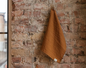 Cinnamon Color Towels, 100% Organic Tea Towels, Kitchen Linens Towels Set, Gnome Kitchen Towel, Washed Linen Towel