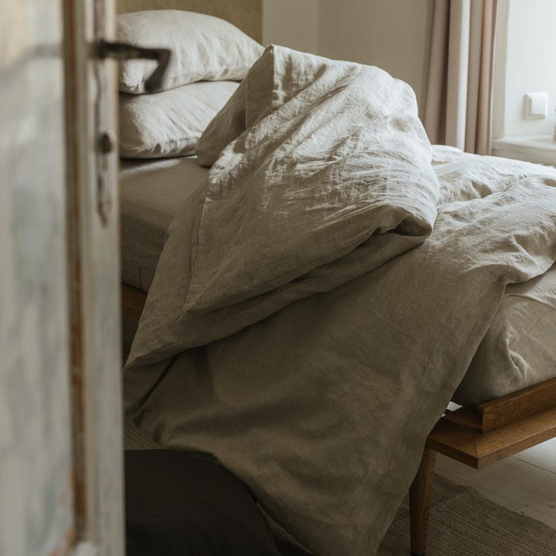 100% natural linen pillowcase, envelope closure linen pillow cover in 20x20, 26x26, 16x16 and other custom sizes, bed linen, cushion case image 6
