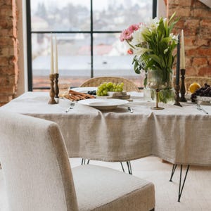 Natural organic melange linen tablecloth in square, rectangular or round shape, 100% linen table cloth, custom size dining table linens image 6