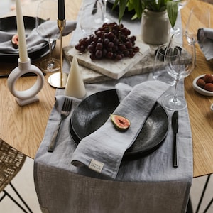Light Grey Linen Napkin Set of 2: European Linen, Soft & Rustic