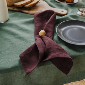 Deep Purple linen napkin set of 2, organic soft linen dinner napkins, table linens, eco friendly square napkins handmade of 100% linen