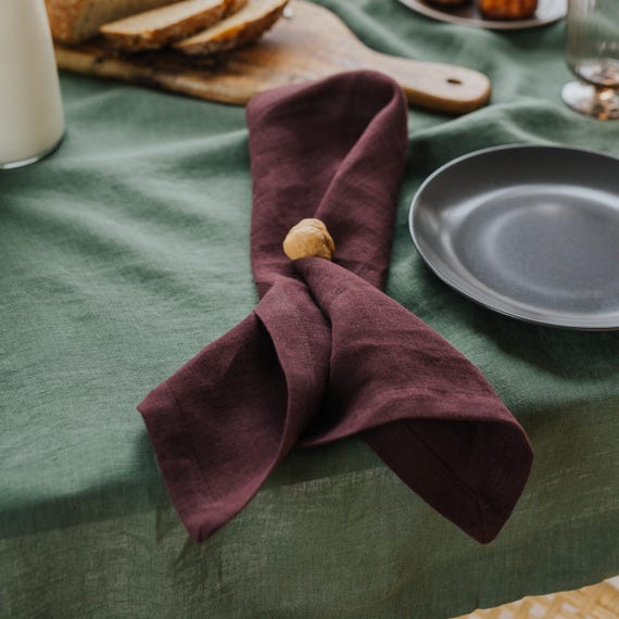Deep Purple linen napkin set of 2, organic soft linen dinner napkins, table linens, eco friendly square napkins handmade of 100% linen