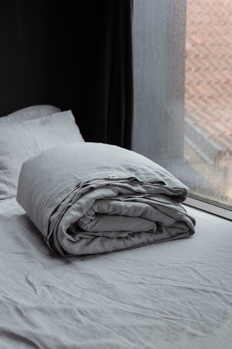 Light grey linen duvet cover