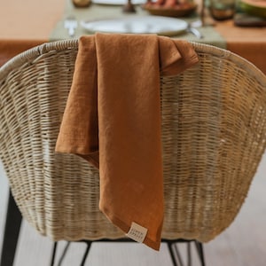 Cinnamon Color Towels, 100% Organic Tea Towels, Kitchen Linens Towels Set, Gnome Kitchen Towel, Washed Linen Towel