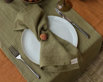 Linen Dinner Napkins: 70s Style Cloth, Reusable Eco-Friendly Fabric, 16x16