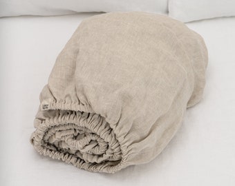 Drap-housse en lin naturel mélange pour très grand lit, grand lit, lit simple, lits jumeaux et autres tailles personnalisées, couvre-lit en lin naturel doux lavé à la pierre