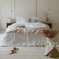 White bed linens: set of 1 duvet cover and 2 pillowcases, natural organic flax linen bedding in queen, king, single, double, twin sizes