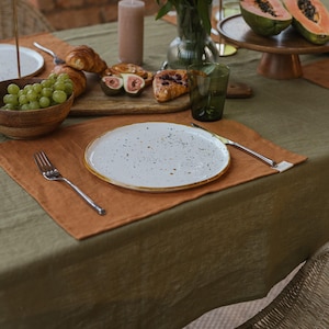 Set di 2 tovagliette in lino color cannella per la cucina, la sala da pranzo o la decorazione della tavola per matrimoni, tovagliette ecologiche biologiche naturali da 14x18 o di dimensioni personalizzate.